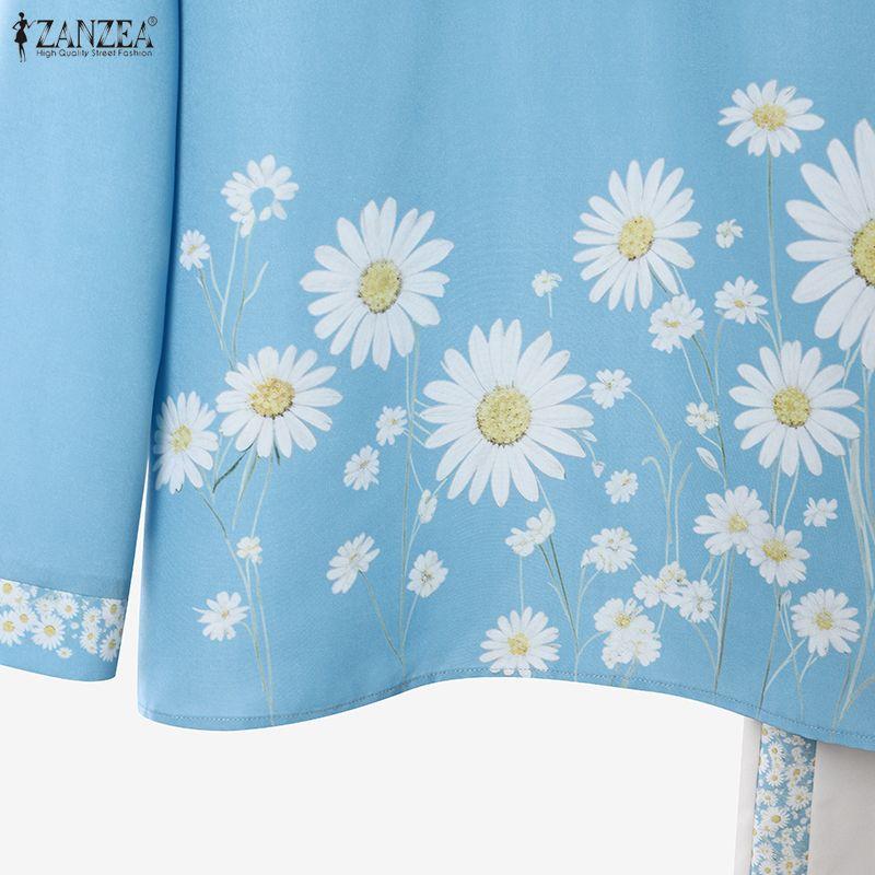 ZANZEA Women Long Sleeve Floral Blouse and Long Pants Casual Two Piece Suit Sets