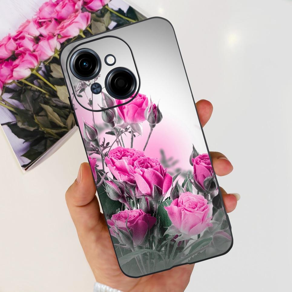 Flower Butterfly Women Fashion Back Cover For Tecno Spark GO 1 Spark GO 2025 Phone Funda Black Matte Soft TPU Silicone