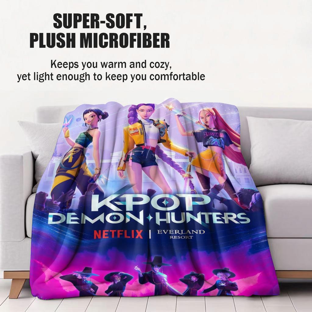 K-Pop Huntrix&Saja Boys Stage-style Blanket Hot Anime Soft Warm Flannel Throw Fan Gift for Living Room Sofa Bed Cover Camping