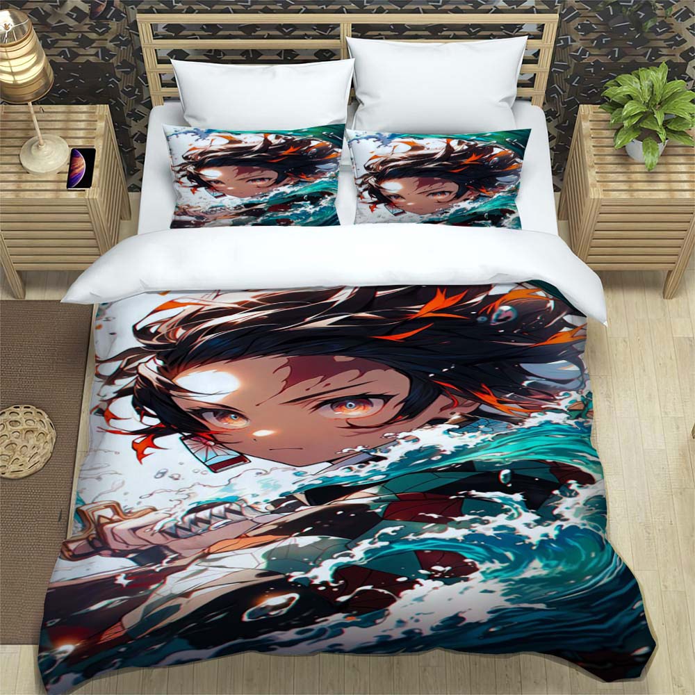 

The new Kamado Tanjiro (Kimetsu no Yaiba) bedding set—which includes a duvet cover and two pillowcases—is the perfect holiday 135X200cm