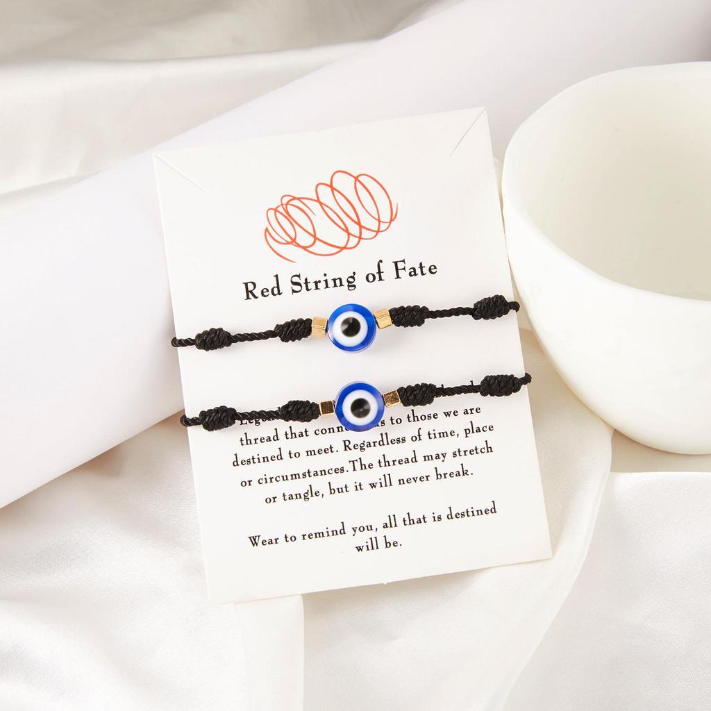 Popular Adjustable Red String Bracelet with Blue Evil Eye for Luck and Friendship