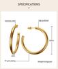 Waterproof Chunky Circle Hoop Earrings For Women, Gold Plated Stainless Steel Loop Earring 25/42/50/63mm