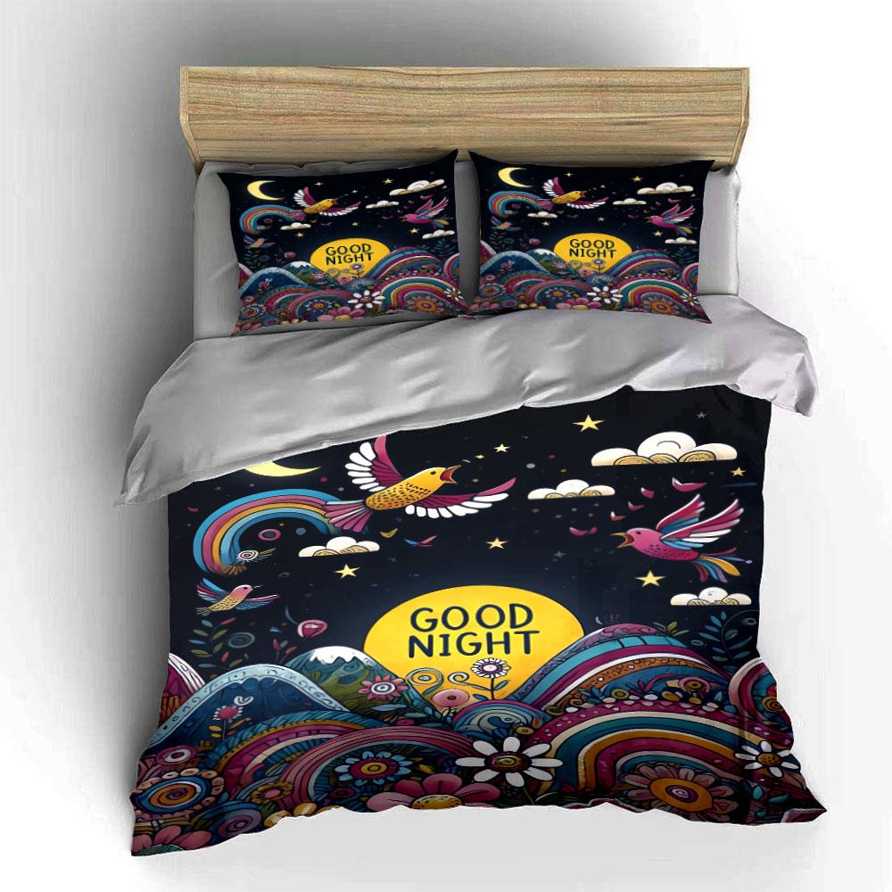 Birds, rainbows, and stars. Bedding sets Duvet cover sets Duvet covers Pillowcases(1 * Duvet Cover 2 * Pillowcases without duvet insert)