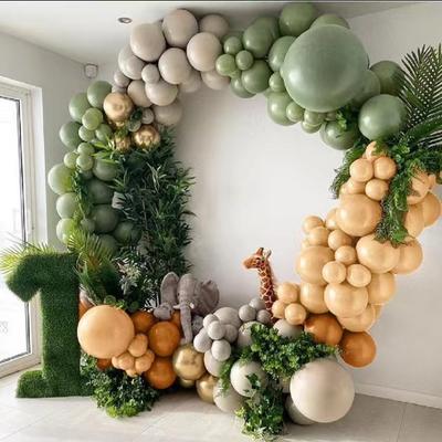 Vintage Green Cocoa Skin Tone Balloon Set Baby Bath Wedding Birthday Party Decoration Balloon Chain
