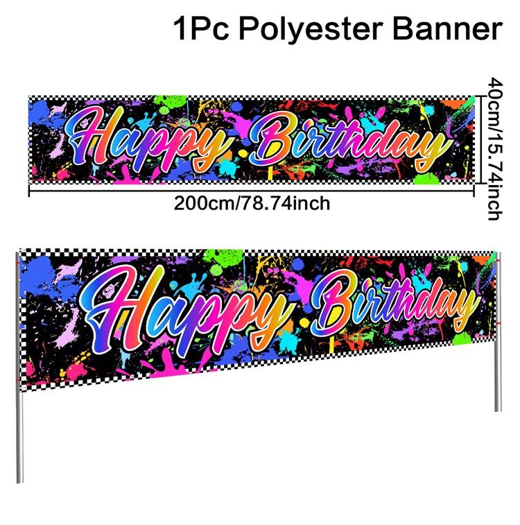 

Glow Happy Birthday Backdrop Banner Bbirthday Party Decoration Kids Glow Party Supplies Happy Birthday Background