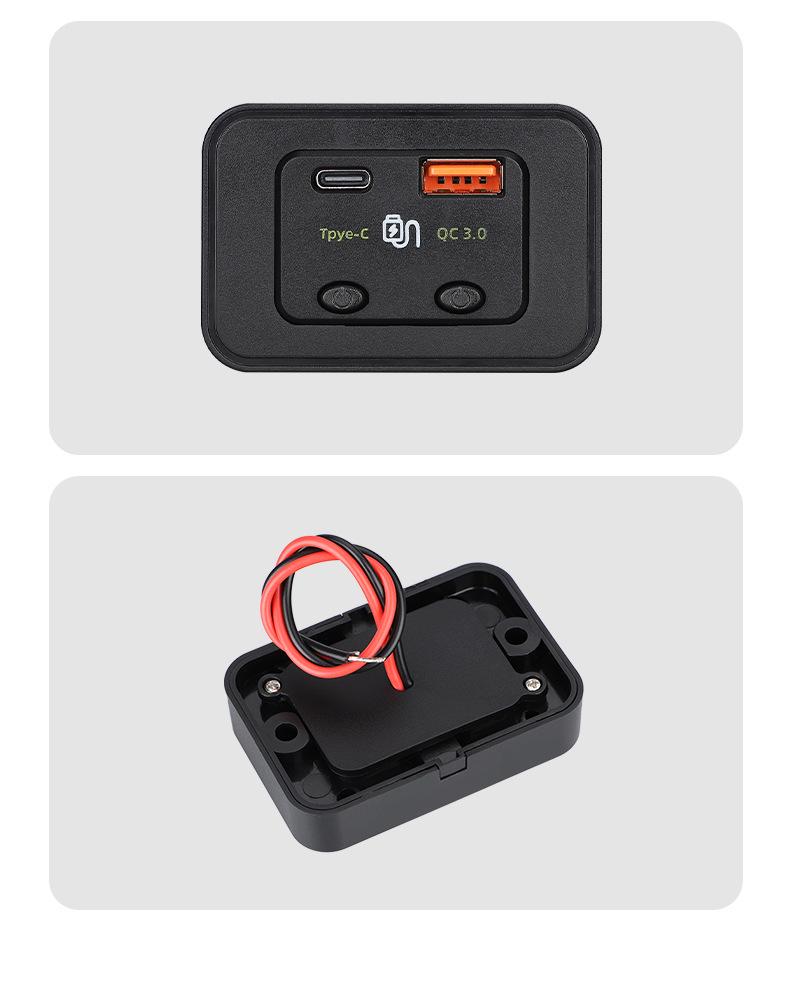 48W Dual Switch Fast Charge Car Charger with PD & QC for 12V/24V Vehicles