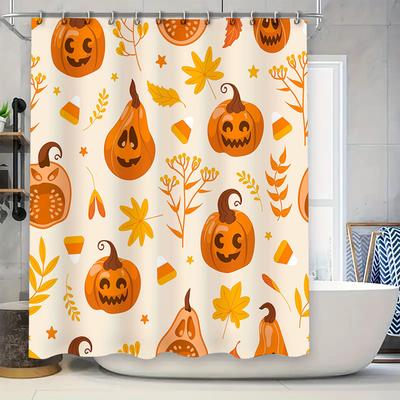 Pumpkin Shower Curtain Halloween Decorative Fabric Waterproof Bath Liner Decoration for Home Bathroom Accessories