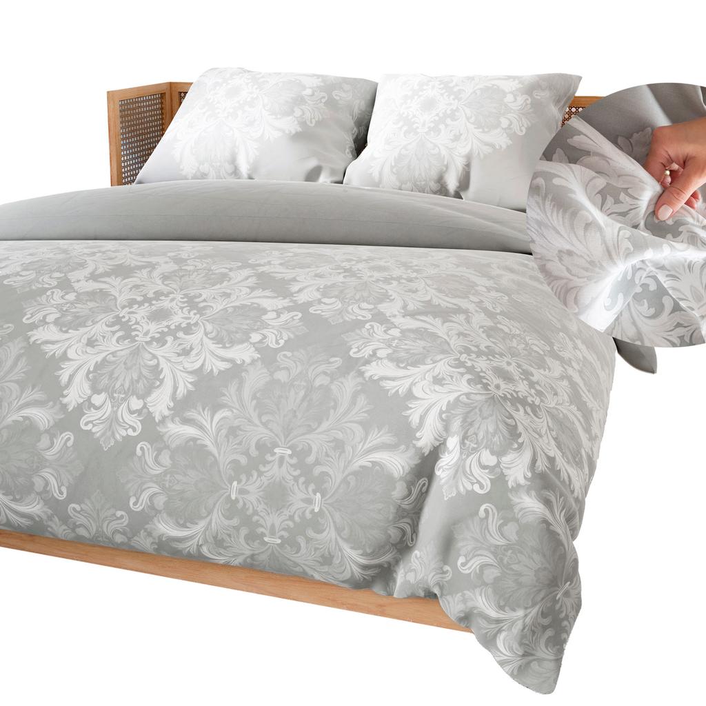 Velmora Cotton Satin Bedding Set White With Ornaments