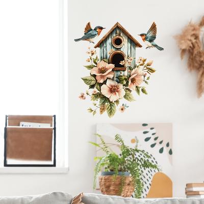 Geschilderde Bloemen Vogel Vogelkooi Slaapkamer Woonkamer Entree Huisverfraaiing Decoratie Muurstickers