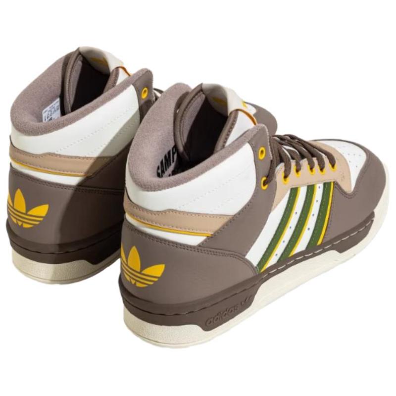 Adidas Originals Rivalry Durable Breathable Mid-Top Skateboard Shoes Unisex White Umber Sneakers IH3405