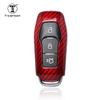 T-Carbon  Glass Fiber Car Key Case Cover Fit For Ford 3 Button Key Fob Shell Interior Accessories