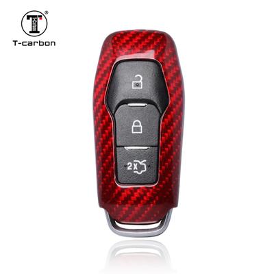 T-Carbon Glass Fiber Car Key Case Cover Fit For Ford 3 Button Key Fob Shell Interior Accessories