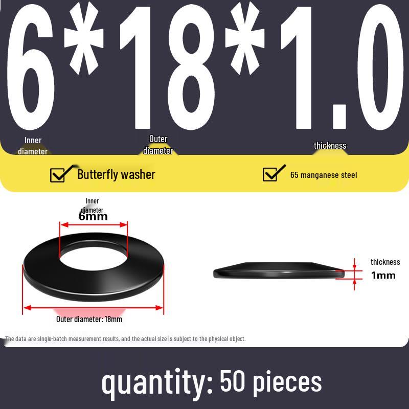 Butterfly Spring Washer: Manganese Steel Locking Disc, Black, Sizes M3-M40