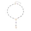 Hip-Hop Colored Crystal Stacked With Y-Shaped Necklace, Cold Wind Metal Cross Chain Necklace.