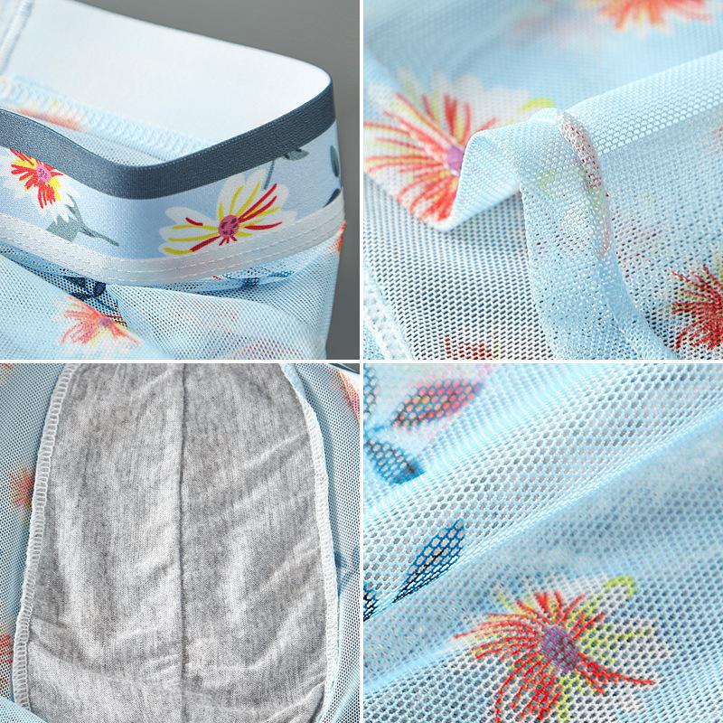 Transparent Sexy Mesh Boxers Breathable Fashion Personality Yong Man Pineapple Flower Thin Tight 6XL Large Size Underwears