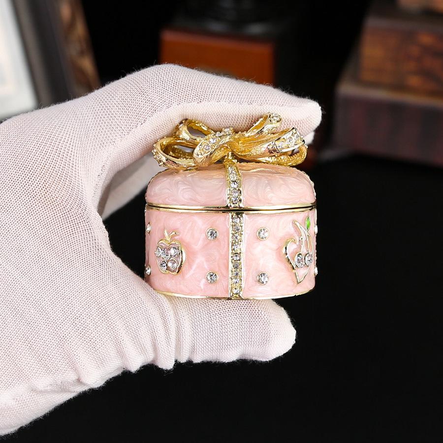 Новая эмалевая шкатулка для украшений с бриллиантом в виде банта, шкатулка для хранения украшений, шкатулка для украшений, металлические изделия, домашнее украшение 5*5