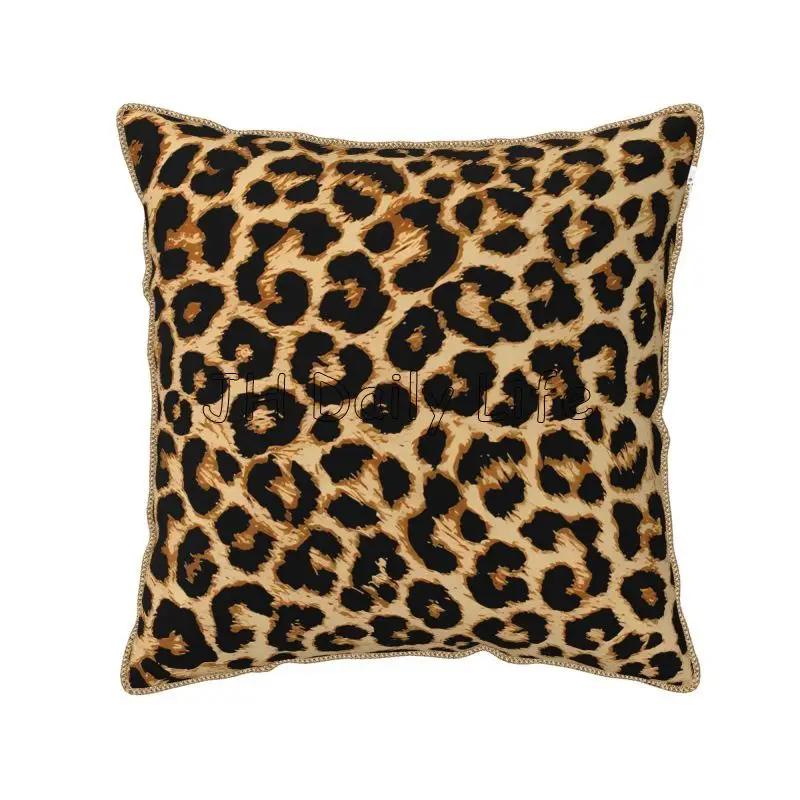 Federa Cuscino Morbida in Velluto Finta Pelliccia Stampa Leopardo 45x45 cm Marrone Nero Federa Cuscino Ghepardo per Divano Letto Camera da Letto Casa