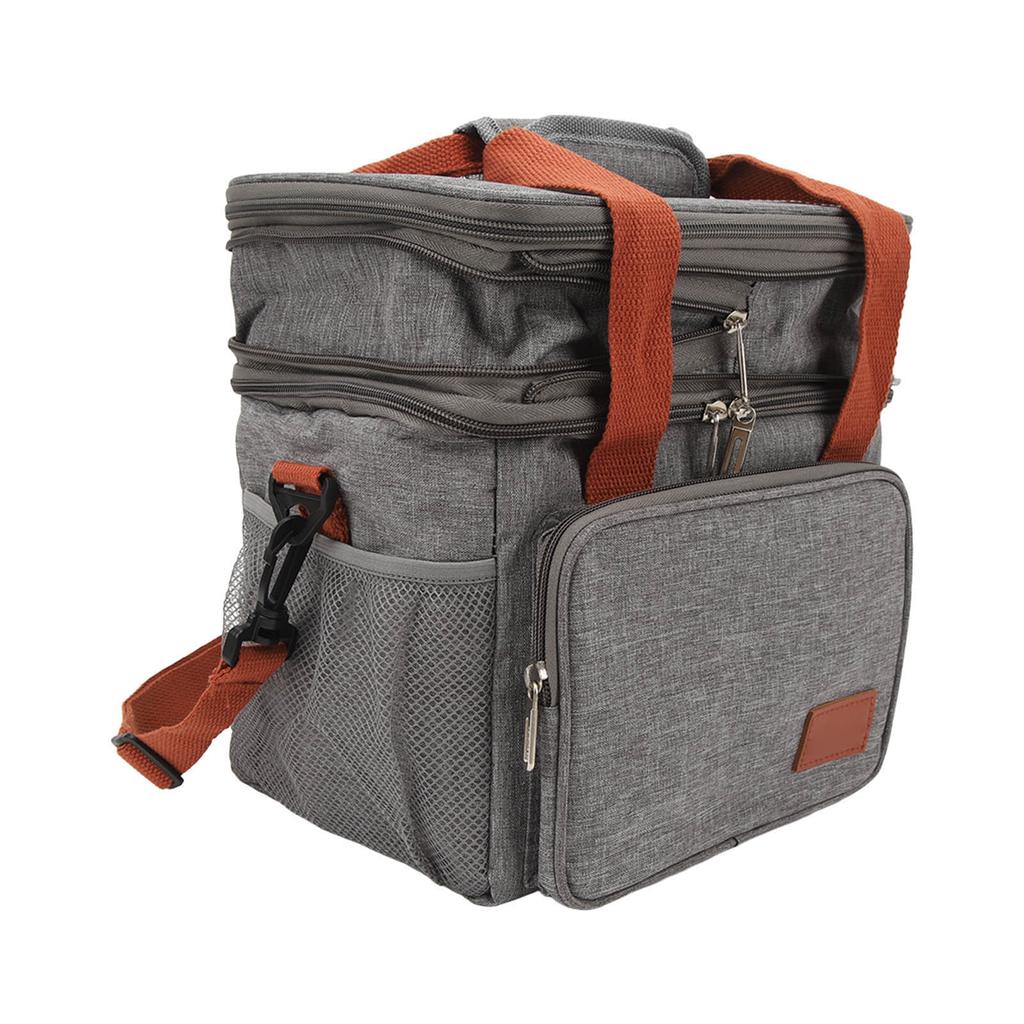 Insulated Lunch Carry Bag Double Layer Large Capacity Leak Proof Oxford Cloth Aluminum Foil with Shoulder Belt Cooler Insulated Bag for Picnic Travel