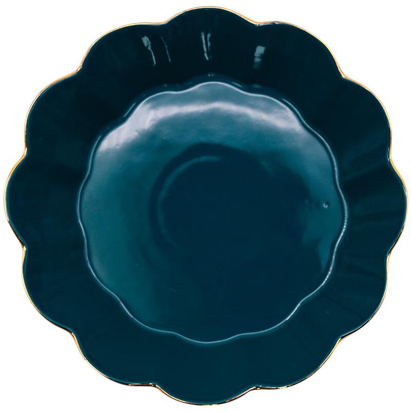 Abay Nordic Gold Rim Ceramic Lace Serving Bowl