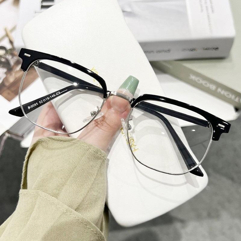 Anti-radiation Glasses Brain Glasses Classic Eyebrow Frame Retro Glasses Men Women Anti-Blue Light Flat Glasses
