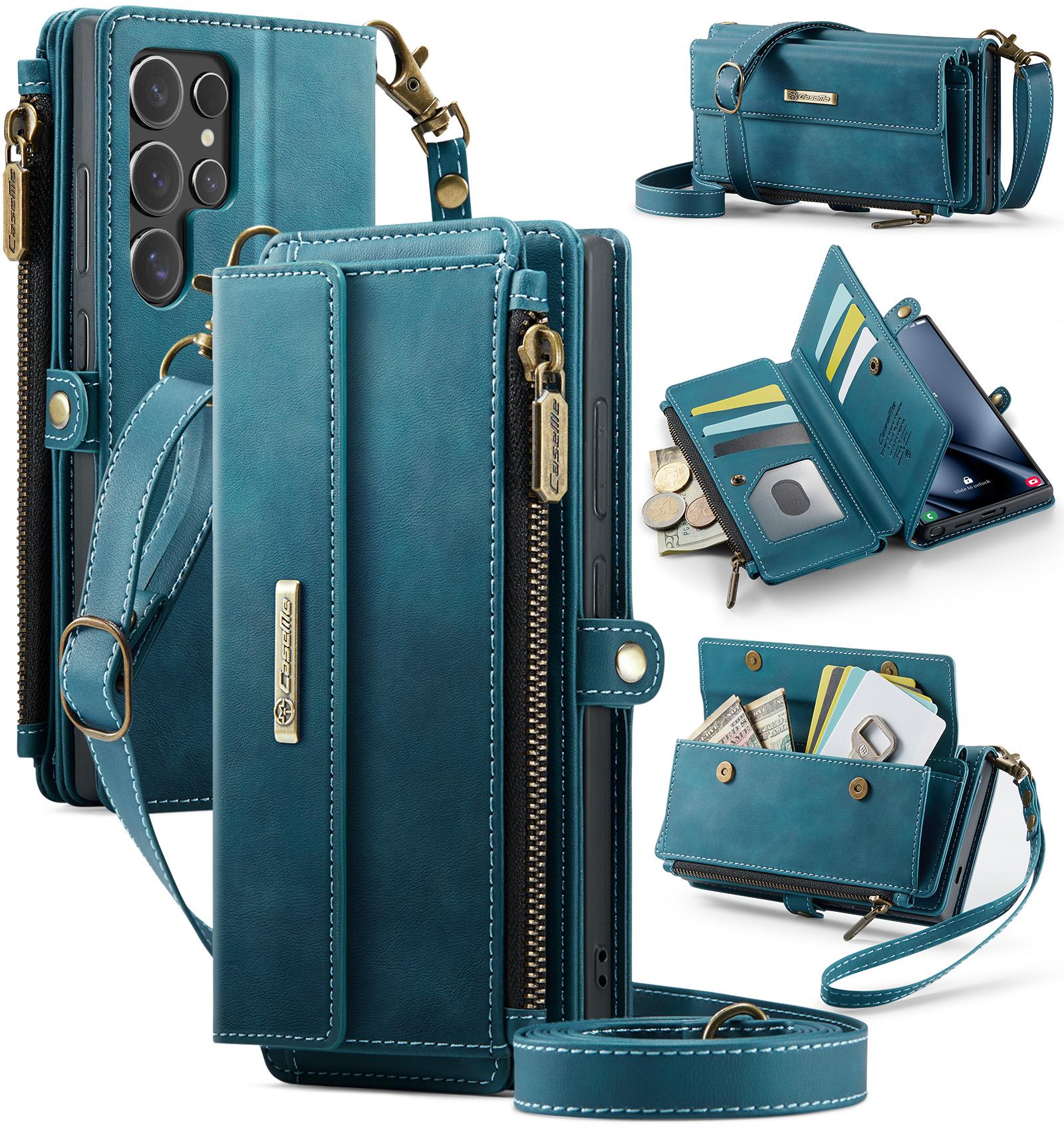 

Multifunctional Lanyard Leather Wallet Card Case For Samsung Galaxy A55 A56 A54 A53 A52 A17 A16 A15 A14 A13 Handbag Cover For Galaxy A53 синій