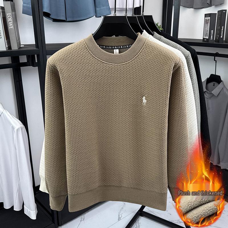 

Ferret Men s Fleece-Lined Embroidered Sweatshirt: Warm Long Sleeve for Autumn/Winter. M (90-115 jin) хакі