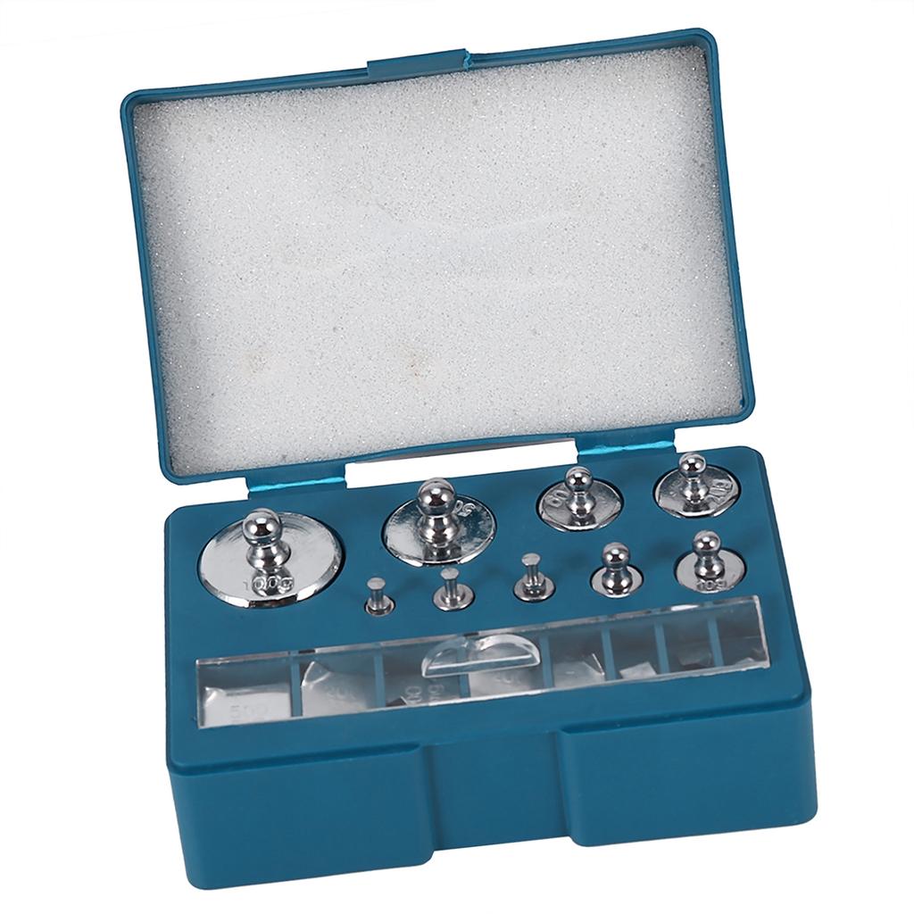 17pcs 211.1g Calibration Weight Set Steel Scale Weight Test Weights for Jewelry Grams with Tweezers Material #45 Plastic Storage Box for