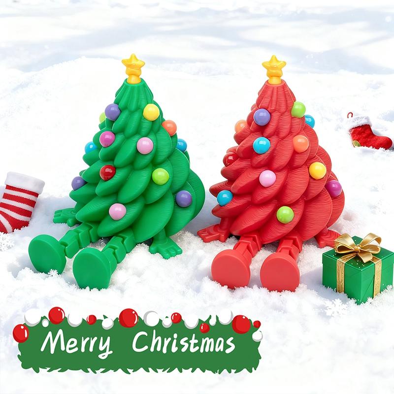 3D Printed Christmas Tree Movable Santa Claus Snowman Desktop Ornament New Year Christmas Decorations Crafts Children Gift