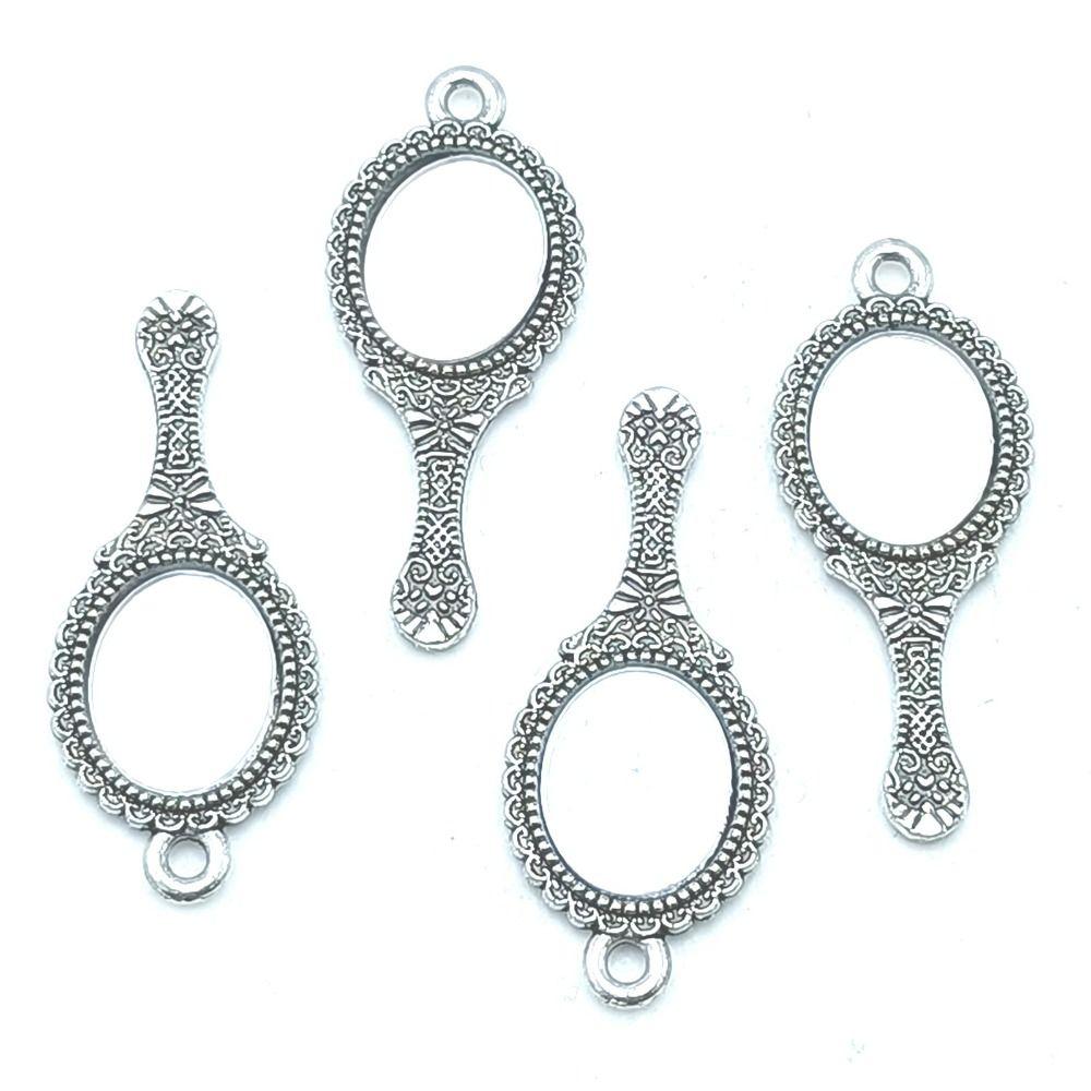 10pcs Mirror Mirror Pendant Charms 34x14mm Antique Silver Charms Alloy Pendant Charms  Necklace