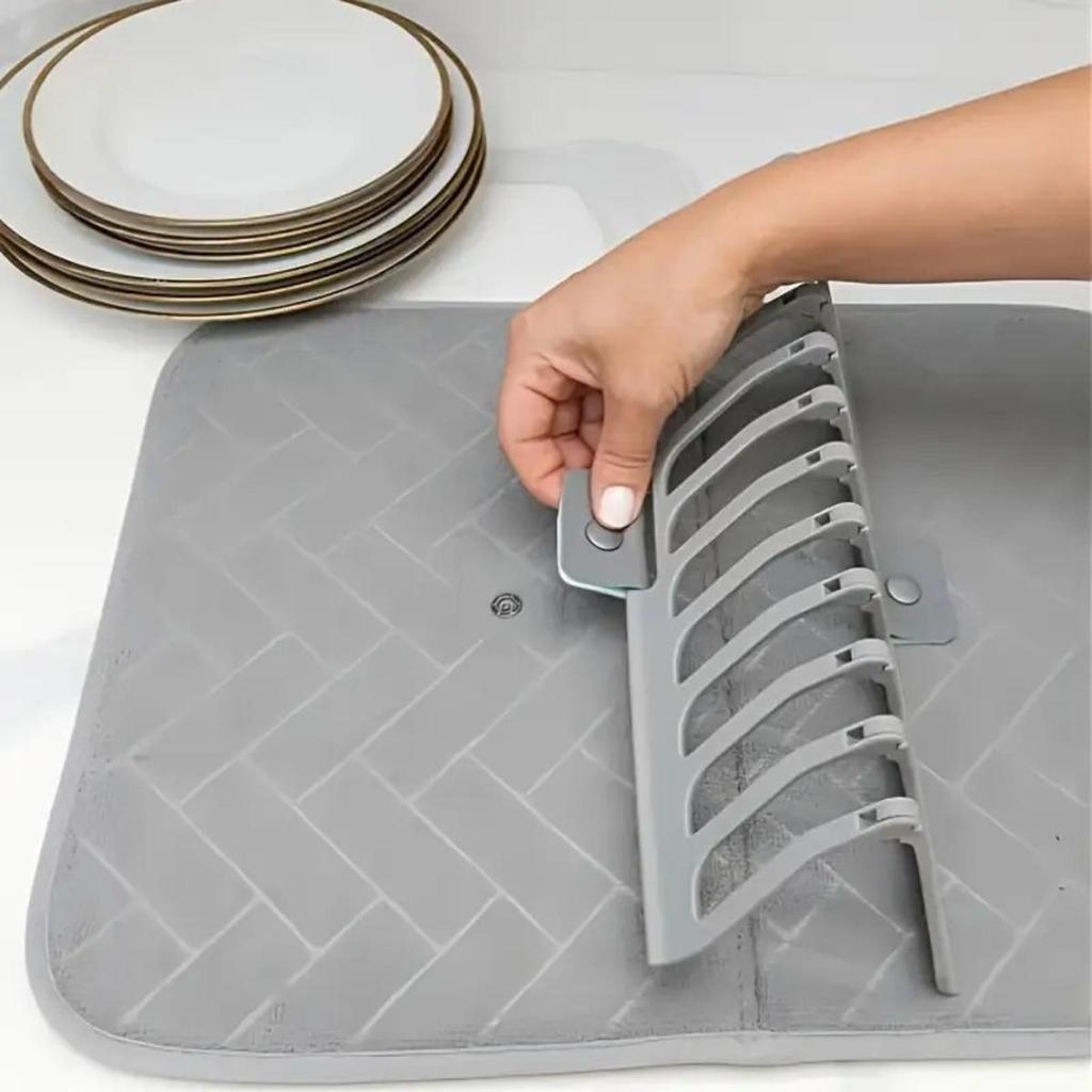Dish Drying Mat and Rack Super Absorbent Kitchen Draining Pad for Pot Plate Pan Bowl Utensils Cookware Vegetable