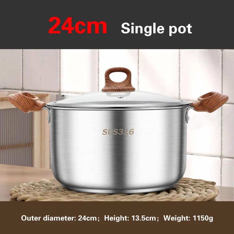 Thickened food grade 316 stainless steel pots Household gas induction cooker Special soup pot Congee cooking pots Steaming pot