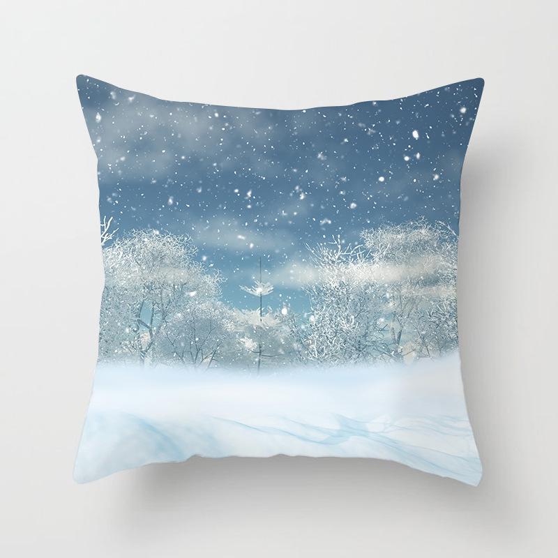 Wish Home Christmas Snowflake Digital Printing Peach Skin Car Pillow Cushion Pillow Case