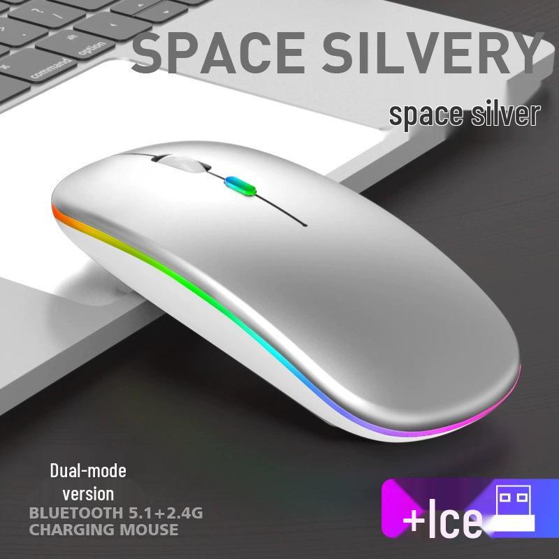 Dual-Mode Ultra-Thin Rechargeable Bluetooth Silent Mouse with Luminous Feature for Office and Tablet Use