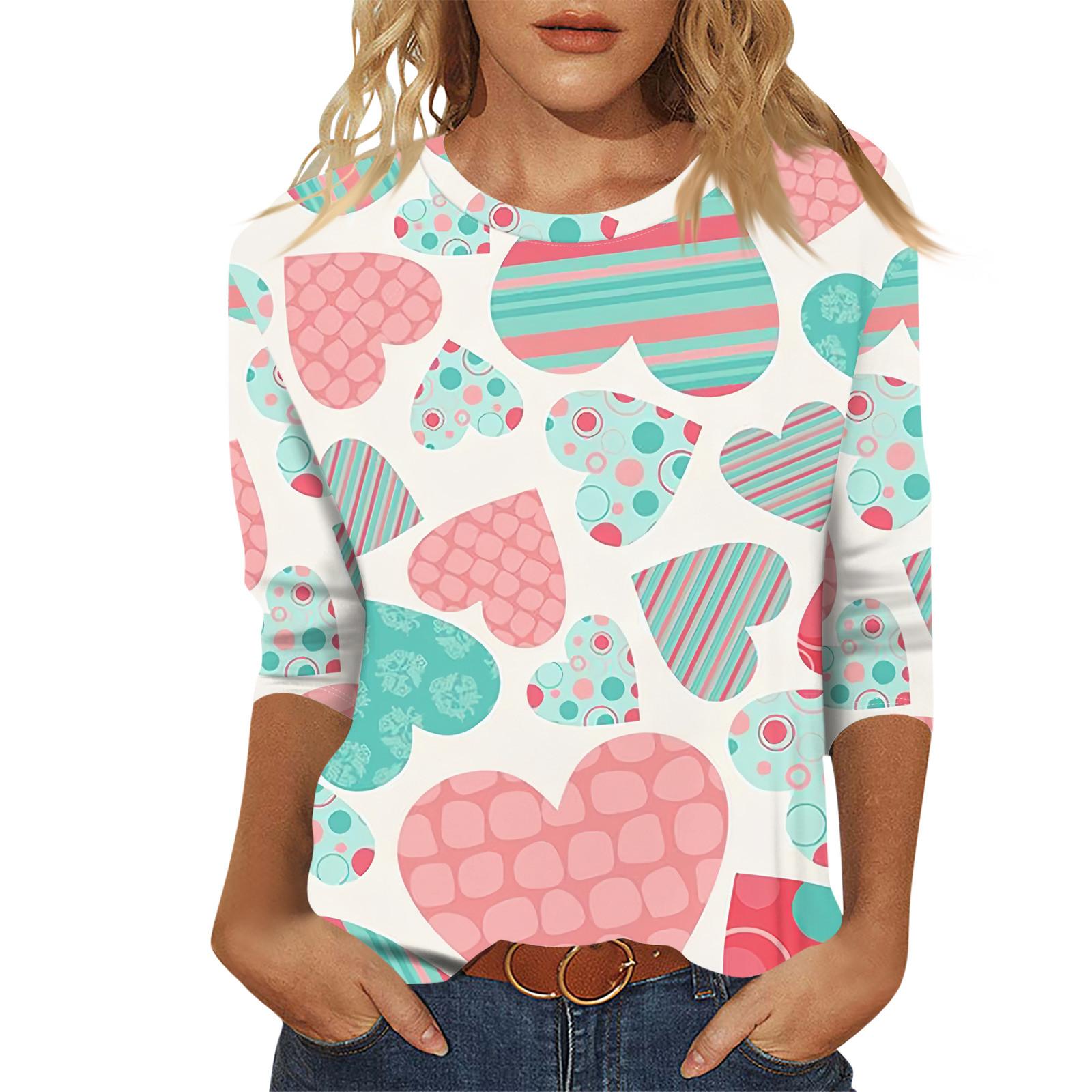 

Женский модный и повседневный свитер с рукавом семь четвертей и принтом ко Дню святого Валентина L