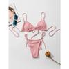 New 2025 Sexy Swimsuit Pit Stripe Bikini Women Swimwear  Bathing Suits Push Up Biquinis Bandage Beachwear Solid Bikini Sets