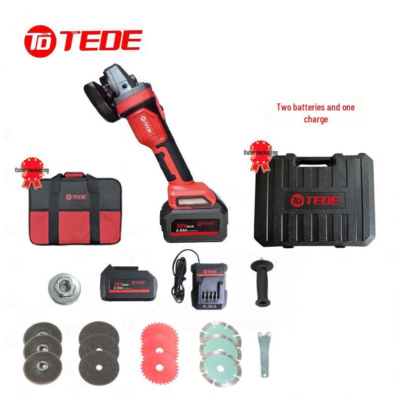 

TEDE TE-8718 Brushless Cordless Angle Grinder 18-Piece Set CN plug (adapter included)