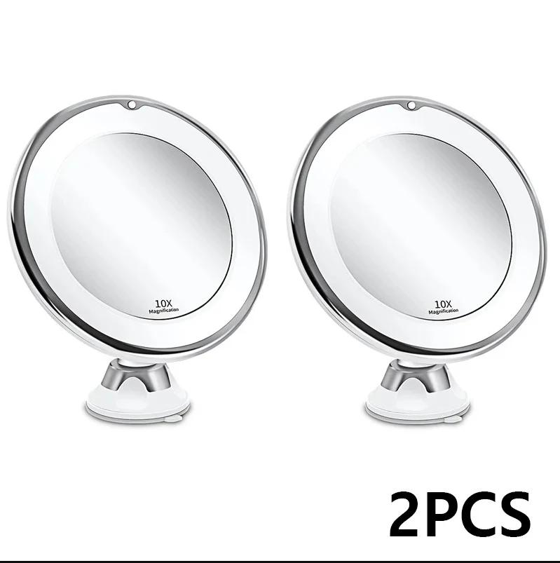 10x Magnifying Makeup Mirror 14 Led Lighted Flexible Mirrors Touch Screen Vanity Mirror Portable Dressing Table Cosmetic Mirrors