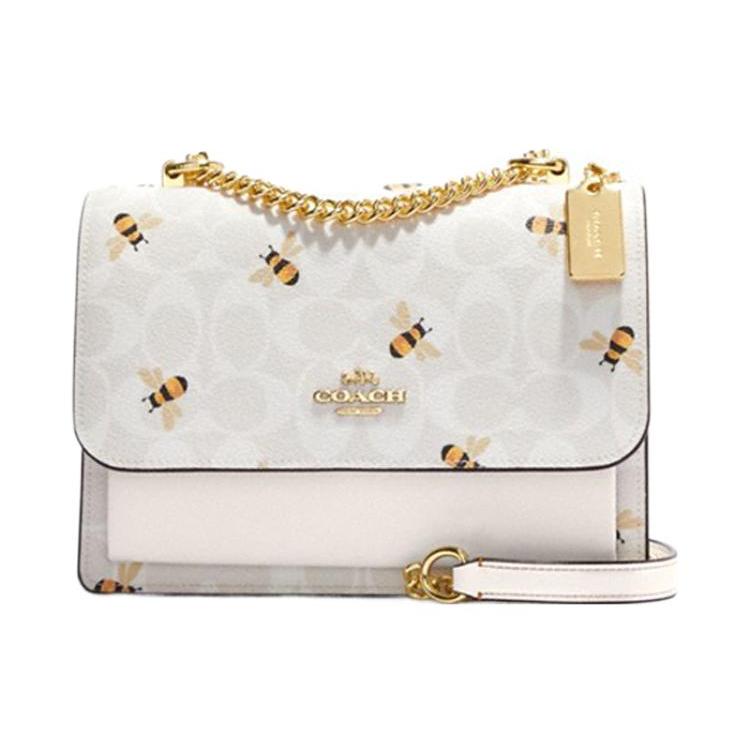 New COACH Klare Canvas With Leather Small Square Bag Trunk Bag Shoulder Bag Crossbody Bag Small Size Women's Glacier White CH515-IMRFI