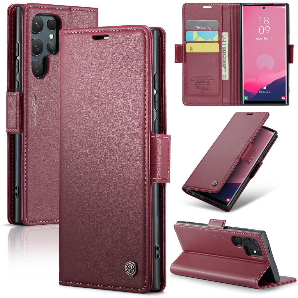 CaseMe RFID Blocking Wallet Case for Galaxy S24 Ultra S10 S20 S21 S22 S23 S25 Card Holder Magnetic Clasp Leather Book Folio Case