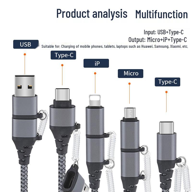 PD Fast Charging Type-C Cable: 5-in-1, 2-in-3 for Huawei - Hot Seller