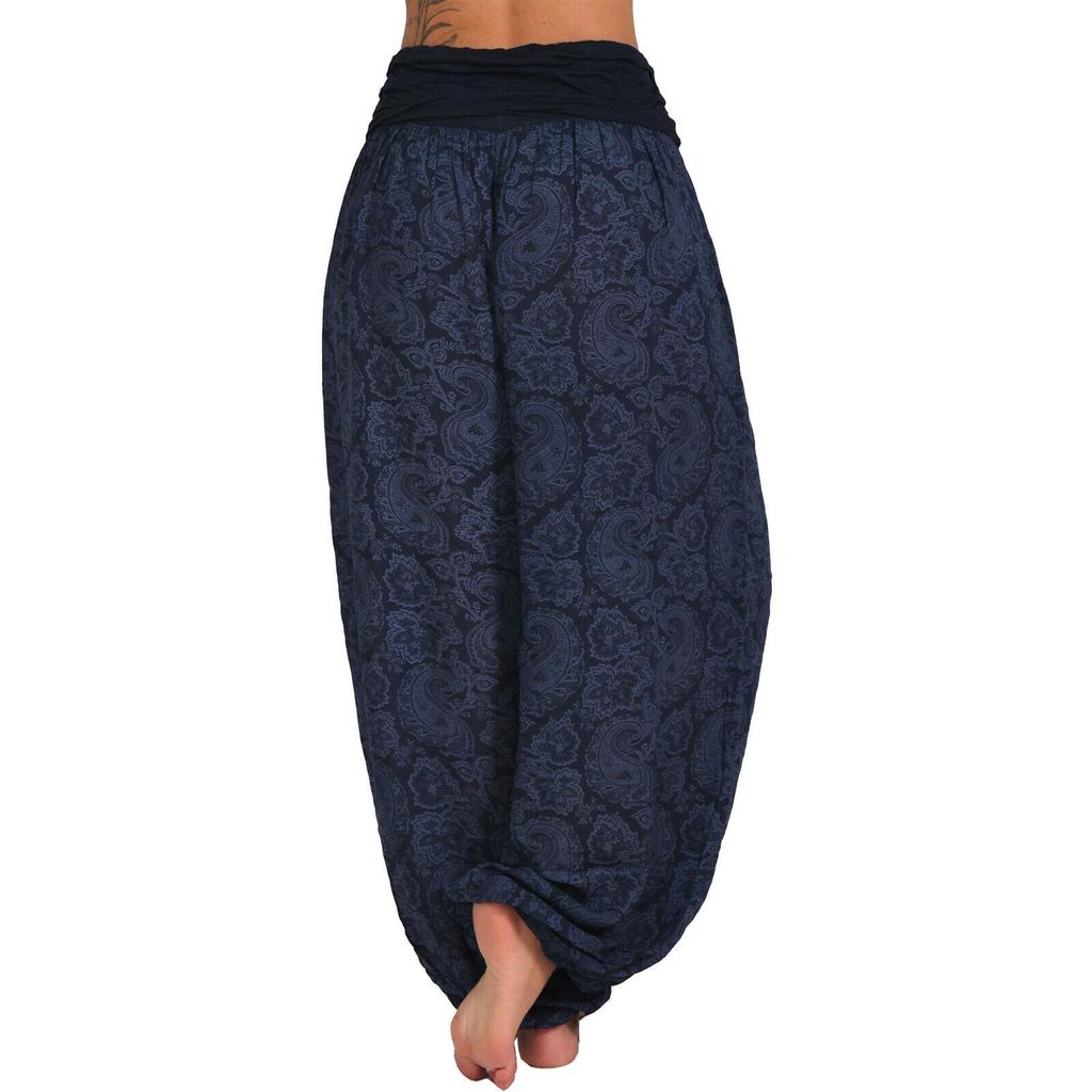 Pantaloni Harem Bohemien da Donna a Vita Alta Pantaloni Yoga con Elastico in Vita Tessuto Leggero e Traspirante