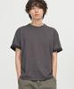 EXCONTAINER Check Layered Crop Half T-Shirt (Charcoal)