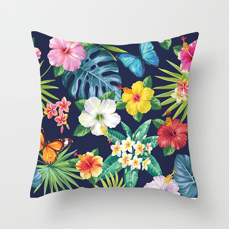Ins Plant Flower Peach Skin Fleece Pillow Cover Sofa Car Pillow Cushion Cover Lunch Home Furnishing