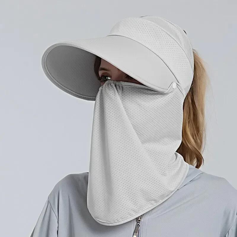 Summer Women Neck Cover Hat Lady Wide Brim Sun Cap Anti UV Foldable Female Casual Outdoor Sport Hiking Ponytail Hat