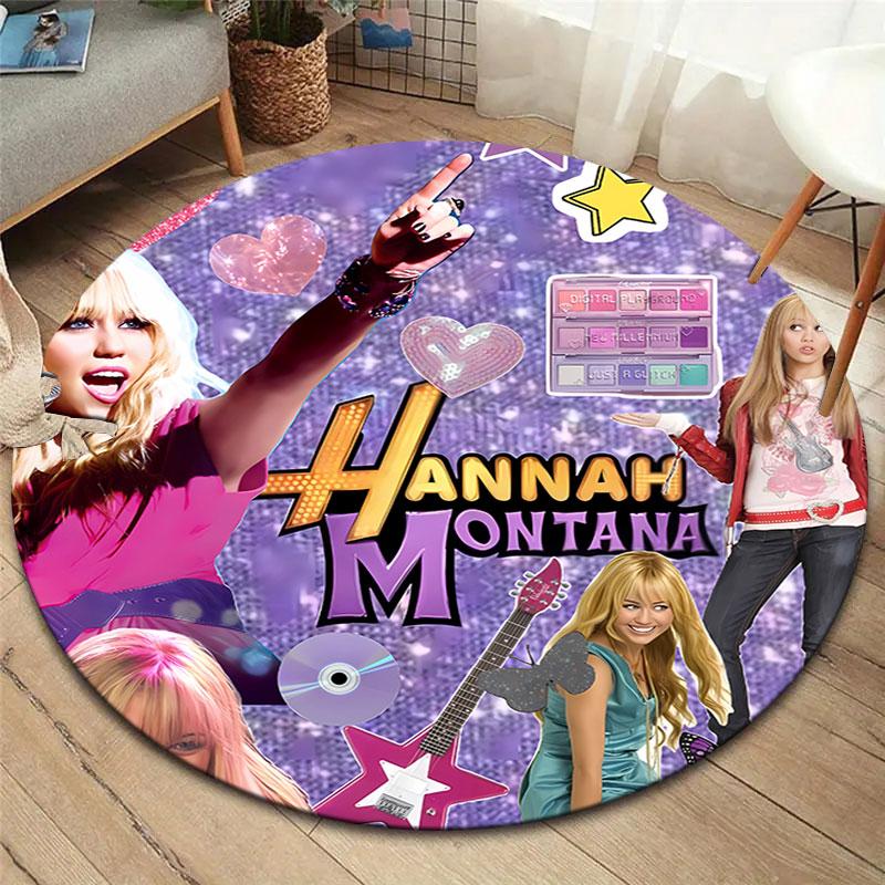 Hannah Montana Okrągły Dywanik, Dywan do Salonu, Sypialni, na Sofę, do Pokoju Zabaw, Antypoślizgowa Mata Podłogowa