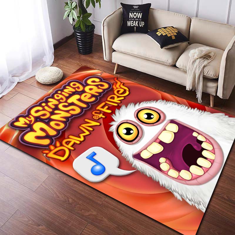 Tappeto 3D My Singing Monsters Videogioco Cartoon Area Rug, Tappeto per la casa Soggiorno Camera da letto Divano Zerbino Decor, Tappetino antiscivolo per bambini