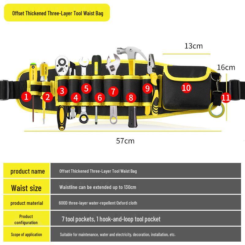 Geantă de talie pentru electrician, geantă pentru scule pentru construcții și renovări