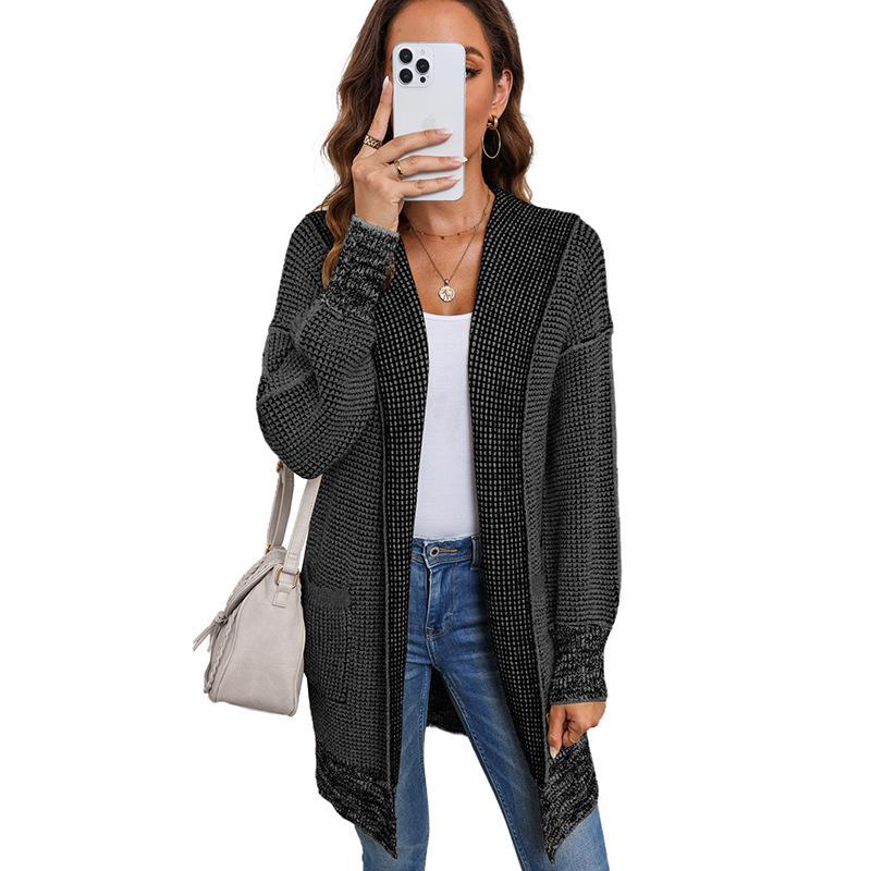 2025 Winter Women's Casual Hooded Knit Cardigan: European & American Style, Mid-Length, Loose & Warm