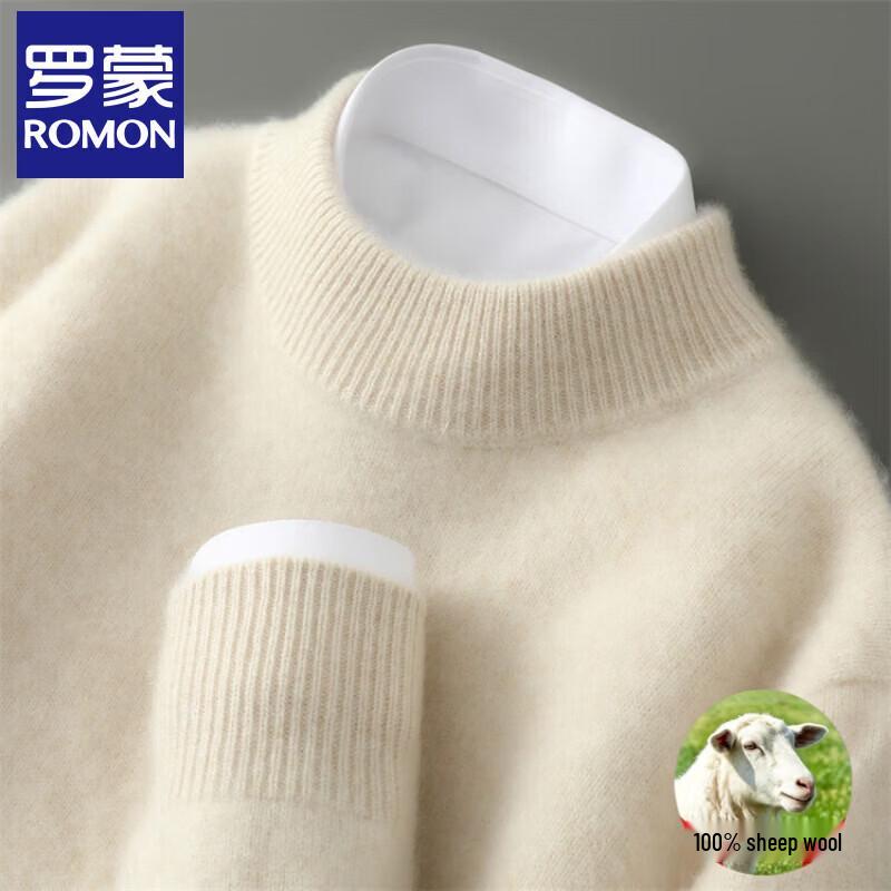 ROMON Men's Pure Wool Half-High Neck Sweater