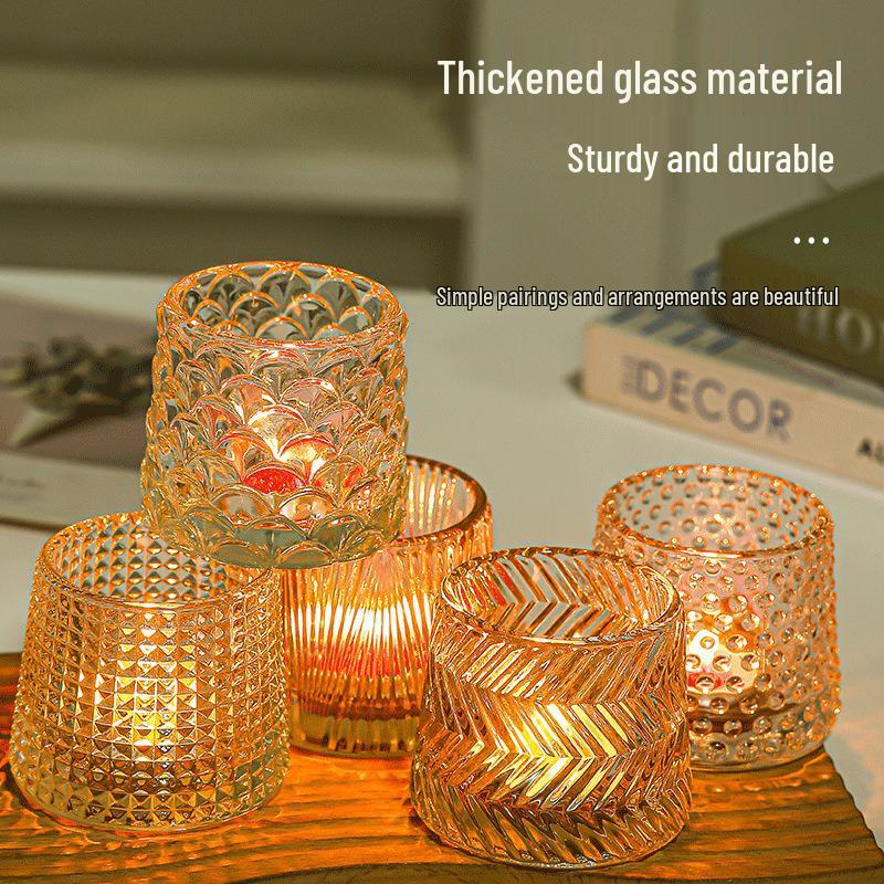 European Style Thickened Transparent Glass Candle Holder Ornament